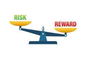 riesgo vs recompensa equilibrar en el escala. equilibrar en escala. negocio concepto. vector valores ilustración.