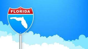 Florida mapa en la carretera signo. Bienvenido a estado de Florida. vector ilustración