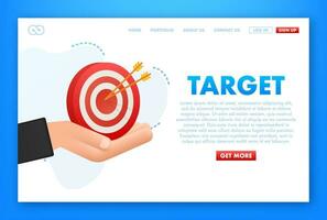 Target customer with an arrow on hands flat icon concept market goal vector picture image. Concept target market