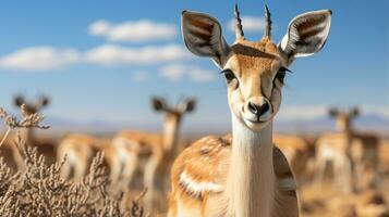 Close-up photo of a Gazelle looking any direction. Generative AI