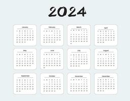 2024 calendar template Vector Design