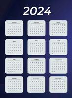 2024 calendar template Vector Design