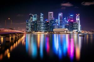 Capture the magic of city skylines illuminated at night photo