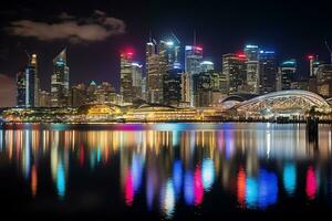 Capture the magic of city skylines illuminated at night photo
