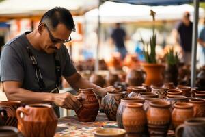 Image of a craftsman making crafts with passion photo