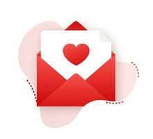 Vector love icon red envelope. Romantic envelope. Envelope message letter. Vector illustration