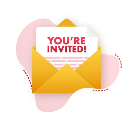 You re invited Badge icon. Written Inside An Envelope Letter. Vector illustration