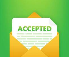 Accepted email. College accept. Recruitment job success. Vector stock illustration
