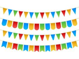 Birthday party invitation banners. Set of flag garlands. Vector illustration.