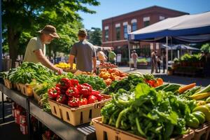 Local farmers market with super fresh produce photo