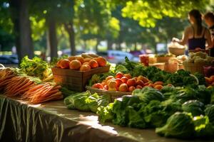 Local farmers market with super fresh produce photo