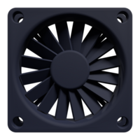 Computer fan cooler. Black cooling fan. 3D computer case fan. 3D rendering png
