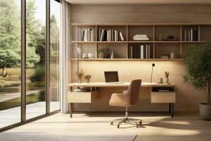 Modern works space with a focus on efficient and ergonomic office spaces photo