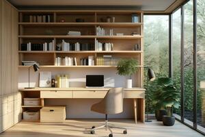 Modern works space with a focus on efficient and ergonomic office spaces photo