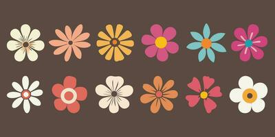 Simple flower vector icon collection, flat flower vector design,