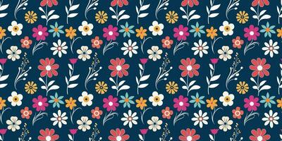 Flat style floral papercraft pattern flowers vector