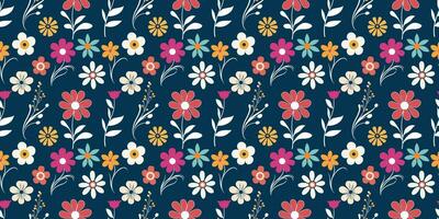 Flat style floral papercraft pattern flowers vector