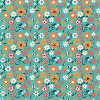 Colorful hand draw flowers seamless pattern, vector design template