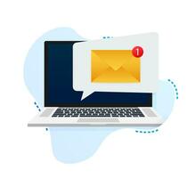 Alert message laptop notification. Danger error alerts, laptop virus problem or insecure messaging spam problems notifications. Vector illustration