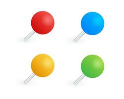 Pushpins paper. Push pins for map. Vector illustration.