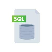 SQL   Structured Query Language icon, label. Internet Security and Networking. Vector stock illustration