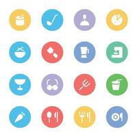 Collection of Cutlery Flat Circular Icons vector