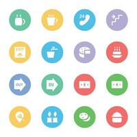 16 Colorful Flat Rounded Icons vector