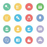 Pack of Hotel Elements Flat Circular Icons vector