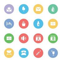 Collection of Hotel and Food Flat Circular Icons vector