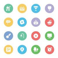 Collection of Motel Flat Circular Icons vector