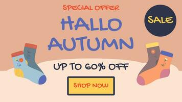 Autumn Sale Promotion poster template. Website or banner template. vector