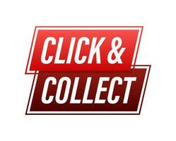 Click and collect Button, icon, emblem, label Vector stock illustration