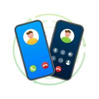 Smartphone with incoming call on display. Incoming call. Vector stock illustration