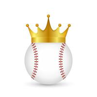 Baseball Ball in Golden Royal Crown, king of sport. Vector stock illustration