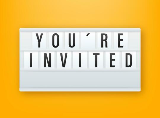 You re invited Lightbox icon. Written Inside An Envelope Letter. Vector illustration
