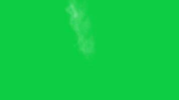 White steam smoke slowly rises up animation, vapor trail effect overlay isolated on green screen background video