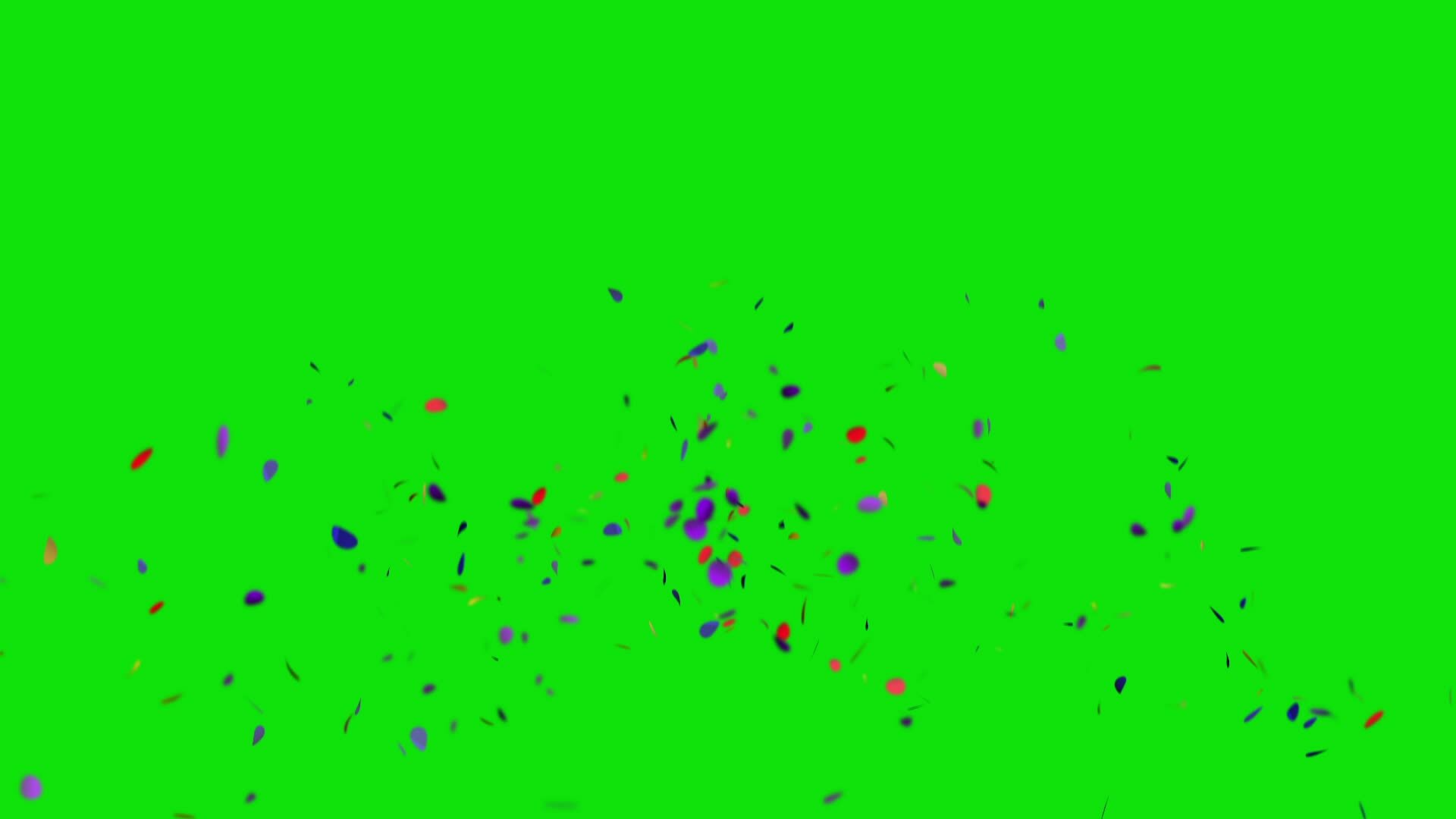 Colorful Confetti explosion animation effect overlay isolated on green