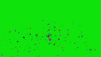 coloré confettis explosion animation effet recouvrir isolé sur vert écran Contexte video