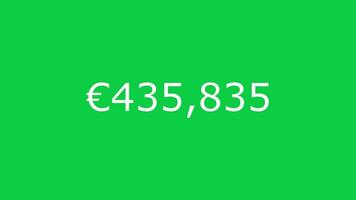 1 million euros numbers counting animation isolated on green screen background video