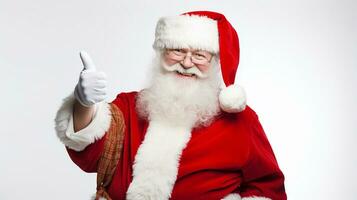 Santa Claus giving a thumbs up, AI Generative. photo