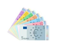 Euro money banknotes. Flat euro for paper money. Business concept. Vector stock illustration