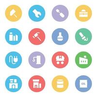 Pack of Industry Tools Bold Circular Icons vector