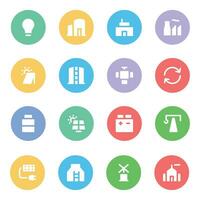 Set of Factory Bold Circular Icons vector