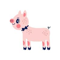 Funny pig in a bow tie vector