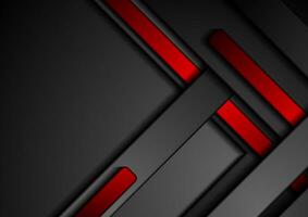 Red and black smooth stripes abstract tech background vector