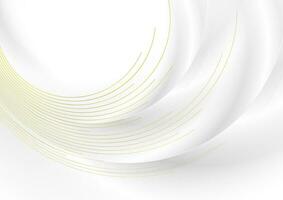 White smooth abstract background with golden lines vector