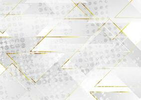 Grey and golden triangles tech abstract geometry background vector