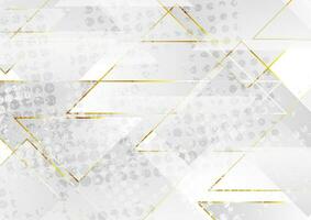 Grey and golden triangles tech abstract geometry background vector