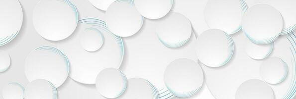 Grey circles with blue lines abstract geometric background vector