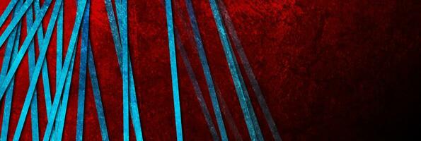 Blue geometric stripes on dark red grunge background vector